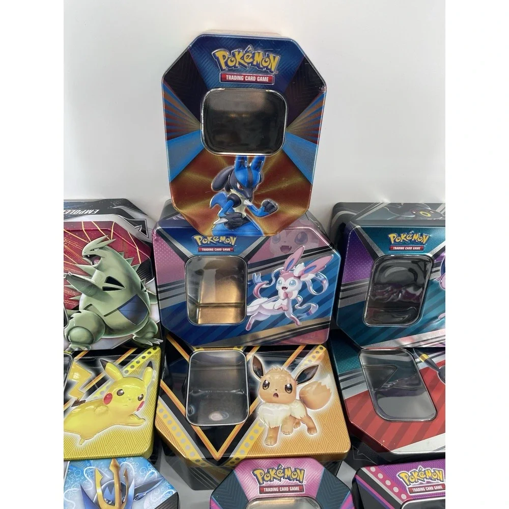Pokemon Box Lot Bundle Multiple Empty Tins 10 Total